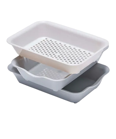 【お買い得】　伊原企販　抗菌バット＆ザル　ミニサイズ　スモーキーグレー