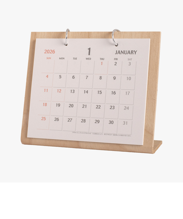 【2026年版・卓上】　オーブ　シンプルウッドカレンダーS　WD－850NT　ナチュラル