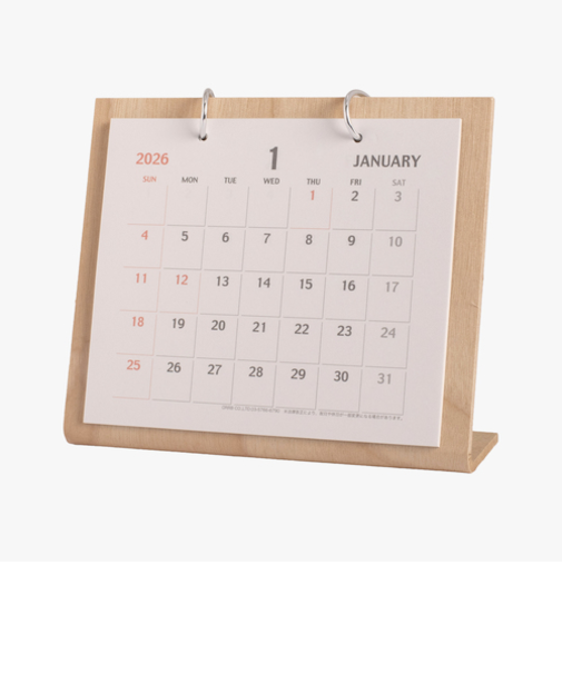 【2026年版・卓上】　オーブ　シンプルウッドカレンダーS　WD－850NT　ナチュラル