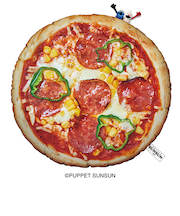 【クリスマス】　ハート　パペットスンスンピザクッションポーチ