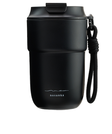 淹れたて続くセラミック加工　ステンレスフタ付きタンブラー　ノサンカ　ブラック
