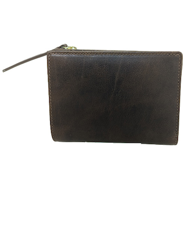 アウ（A＿W）　L字ファスナー二つ折り財布　AP－002　ブラウン