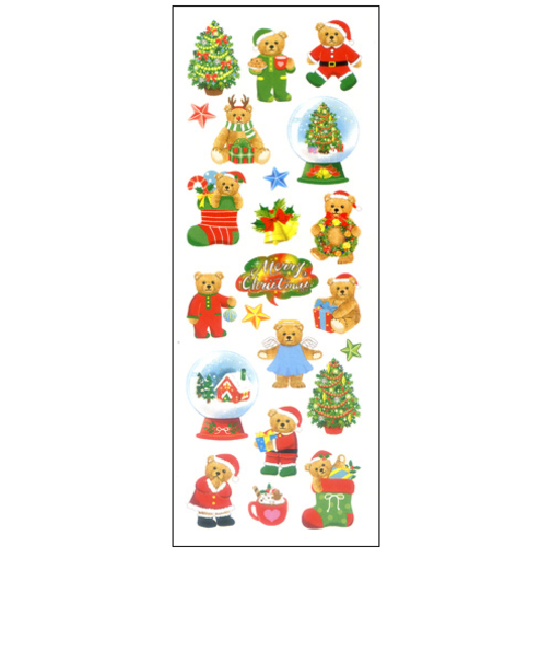 【クリスマス】　オクヤマ　ラメ入りシール　HR472　ベアークリスマス