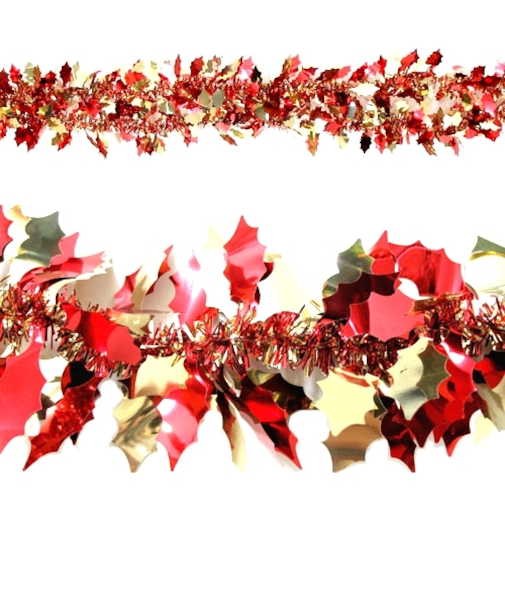 【クリスマス】　エクセルポイント　リーフティンセルガーランド　6953　ゴールド　レッド
