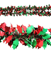 【クリスマス】 エクセルポイント リーフティンセルガーランド 6952 グリーン レッド