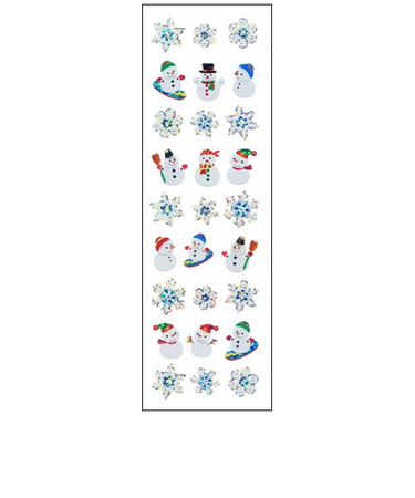 【クリスマス】　オクヤマ　プリズムシール　XJ554　スノー＆スノーマン