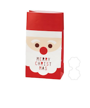 【クリスマス】　包む　ペーパーバッグ　角底BAG　フルサンタ　Mサイズ　H-CU006　5枚入