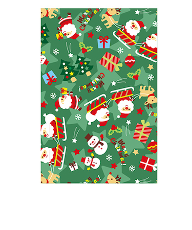 【クリスマス】　ゼットアンドケイ（Z＆K）　ラッピングペーパー　ロール　メリーサンタ　グリーン