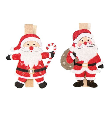 【クリスマス】　包む　サンタウッドクリップ　H-CO020　2個入