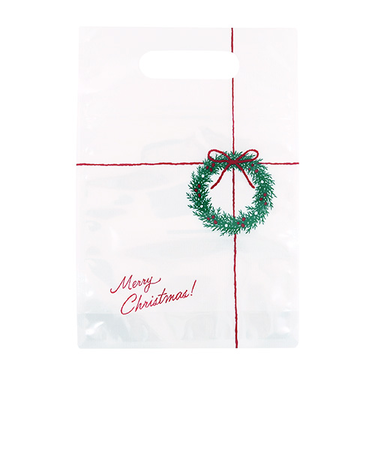 【クリスマス】　インディゴ　XP041　ジッパーバッグ　S　ナチュラルリース　ホワイト　3枚入