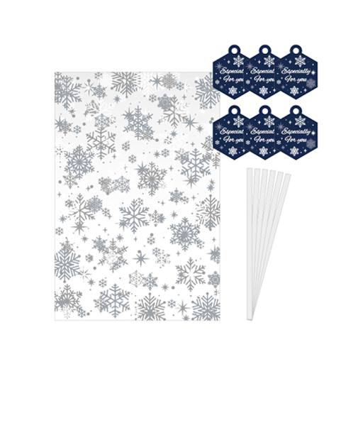 【クリスマス】　ゼットアンドケイ（Z＆K）　シースルーバッグ　S　スノーフレークシルバー　6枚入