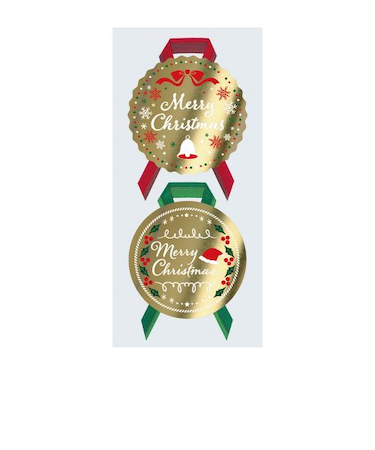 【クリスマス】　包む　シール　リボン　カームクリスマス　H-CW019　2枚入