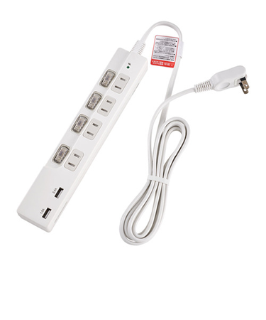 エルパ(ELPA)　個別スイッチ電源タップ　AC4個口+USB-A×2　WBK-4232SUA(W)