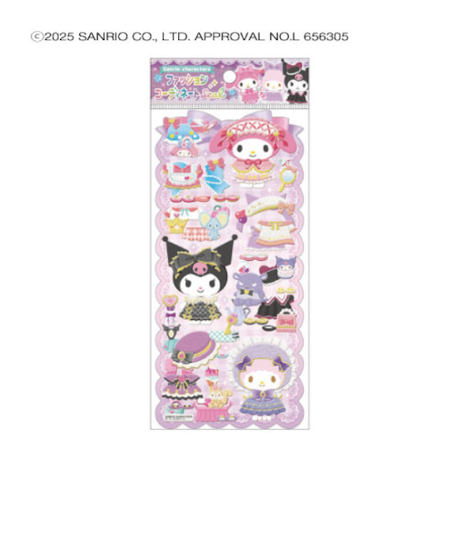 クラックス　ファッションコーディネートシール　125590　マイメロディ＆クロミ＆マイスウィートピアノ