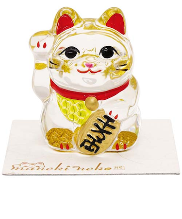 リュウコドウ　クリスタル　金彩小判招き猫　49-0587