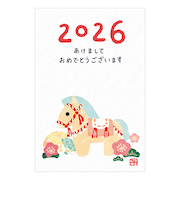 【年賀用品】　クローズ・ピン　お年玉付き年賀状　TomokoHayashi　扇子と梅と松　3枚入