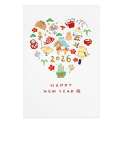 【年賀用品】　クローズ・ピン　お年玉付き年賀状（箔入）　TomokoHayashi　縁起物　3枚入