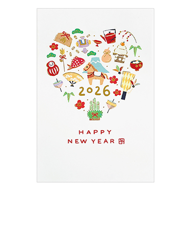 【年賀用品】　クローズ・ピン　お年玉付き年賀状（箔入）　TomokoHayashi　縁起物　3枚入