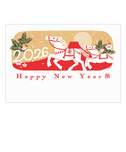 【年賀用品】　クローズ・ピン　お年玉付き年賀状　TomokoHayashi　2026午年　3枚入