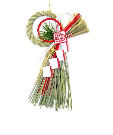 【正月用品】　マルモ　越後稲わら飾り紅白神楽鈴