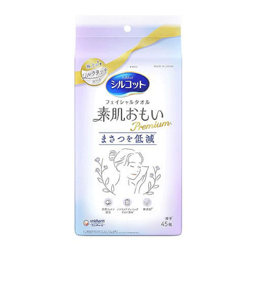 ユニ・チャーム（unicharm）　シルコット　フェイシャルタオル　素肌おもいプレミアム　45枚