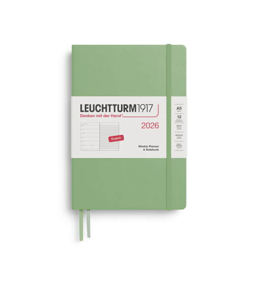 【2026年1月始まり】　ロイヒトトゥルム1917　プランナー　ハードカバー　A5　ウィークリーレフト　372656　セージ　月曜始まり