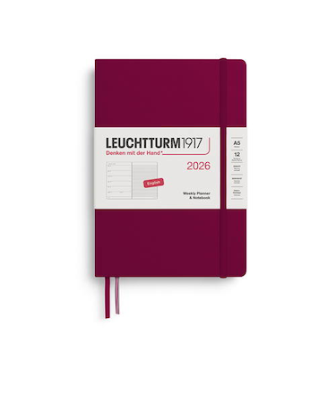 【2026年1月始まり】　ロイヒトトゥルム1917　プランナー　ハードカバー　A5　ウィークリーレフト　372653　ポートレッド　月曜始まり