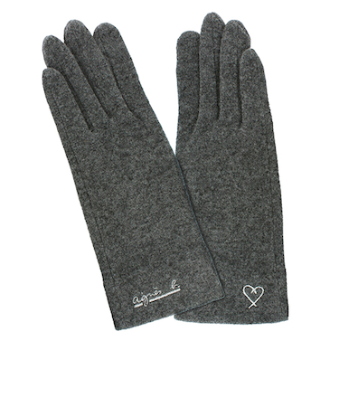 アニエスベー（agnes　b.）　婦人ウール手袋　4131AB347　グレー
