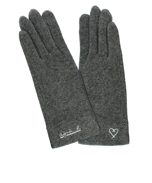 アニエスベー（agnes　b.）　婦人ウール手袋　4131AB347　グレー