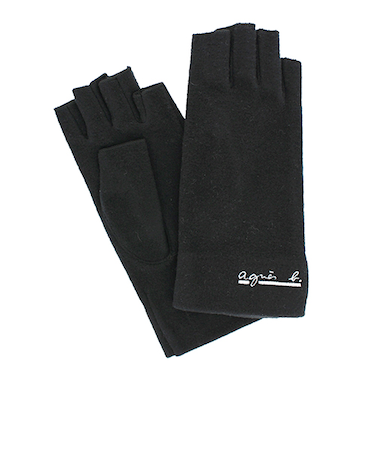 アニエスベー（agnes　b.）　婦人指切り手袋　0131AB313　ブラック