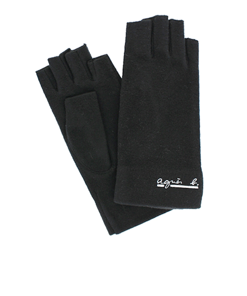 アニエスベー（agnes　b.）　婦人指切り手袋　0131AB313　ブラック