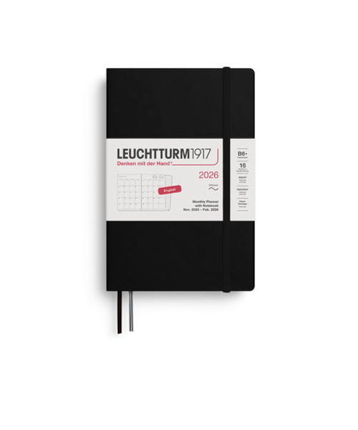 【2025年11月始まり】　ロイヒトトゥルム1917　プランナー　ソフトカバー　B6変型　マンスリーブロック　372790　ブラック　月曜始まり