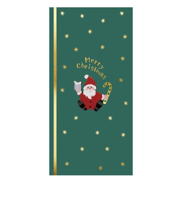 【クリスマス】　包む　祝儀袋　サンタ　グリーン　CK023　1枚入