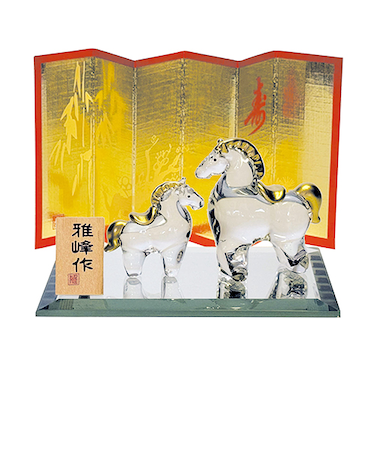 【正月用品】　雅峰　ビードロ金彩　福午　親子　N44