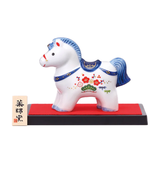 【正月用品】　薬師窯　染錦招福午　大　75