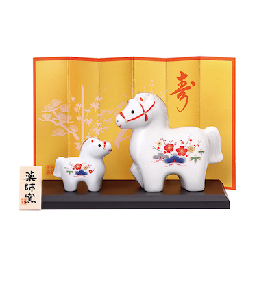 【正月用品】　薬師窯　白祥招福午　松竹梅　親子　77