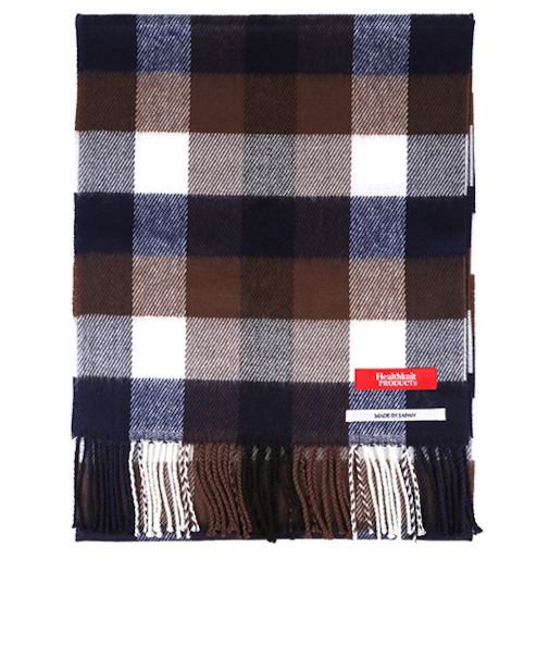ヘルスニットプロダクト（Healthknit　Product）　マフラー　ブロックチェックネイビー