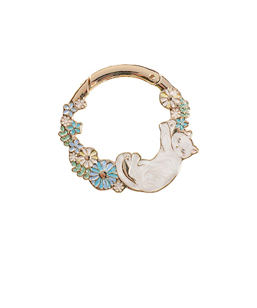 3カラット（3carat）　おめかしリース　猫とデイジー　OW-005GD/WHT