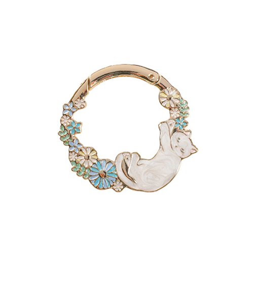 3カラット（3carat）　おめかしリース　猫とデイジー　OW-005GD/WHT