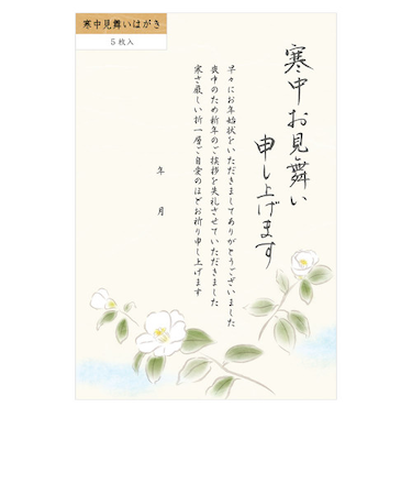 エヌビー社　寒中見舞いはがき　白椿　2218610　5枚入