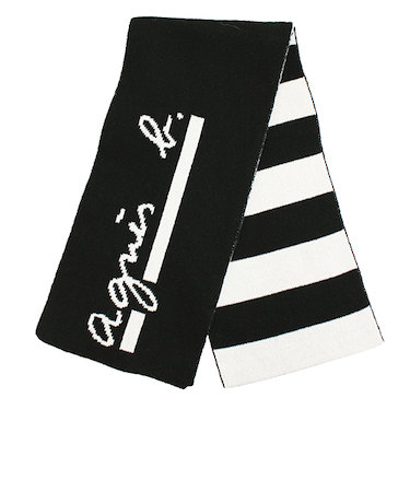 アニエスベー（agnes　b.）　ボーダーマフラー　4172AB037　ブラック