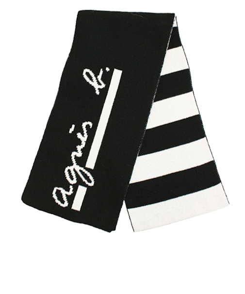 アニエスベー（agnes　b.）　ボーダーマフラー　4172AB037　ブラック