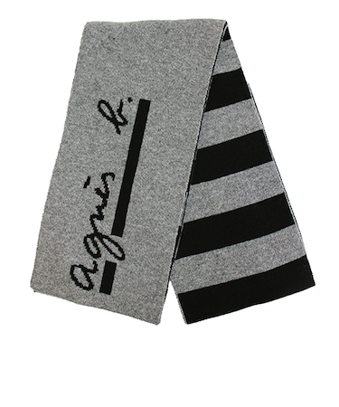 アニエスベー（agnes　b.）　ボーダーマフラー　4172AB037　グレー