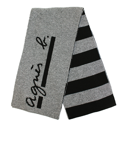 アニエスベー（agnes　b.）　ボーダーマフラー　4172AB037　グレー