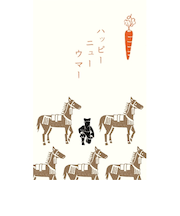 古川紙工　ぽち袋　史緒　馬と黒子　午　KJ119　3枚入
