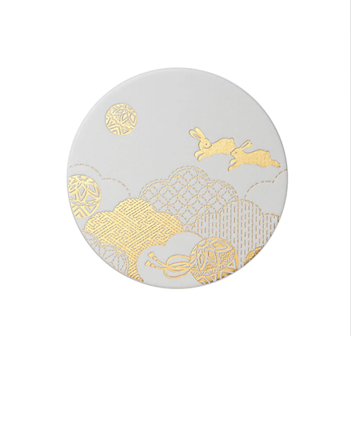 フタバ　ロッカク（ROKKAKU）　箔押し　コースター　毬うさぎ　3枚入り