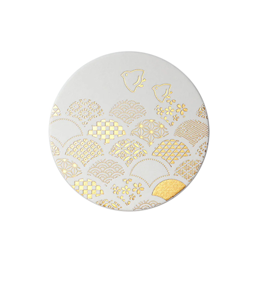 フタバ　ロッカク（ROKKAKU）　箔押し　コースター　小紋青海波　3枚入り