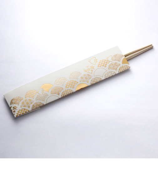 フタバ　ロッカク（ROKKAKU）　箔押し　祝箸　小紋青海波　3膳入り