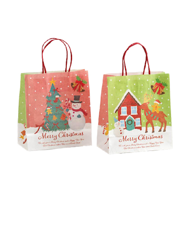 【クリスマス】　ゼットアンドケイ（Z＆K）　Hオイルパステルペーパーバッグ　200×220mm　XOP－2P　2枚入