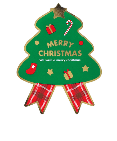 【クリスマス】　ゼットアンドケイ（Z＆K）　Hミニリボンシール／ツリー　XMS－1S　3枚入